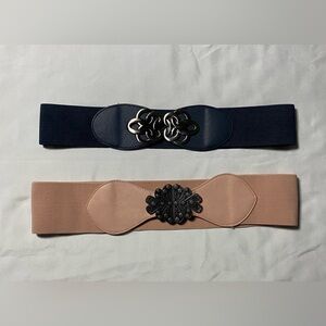 Set of elastic belts, navy and dusty rose